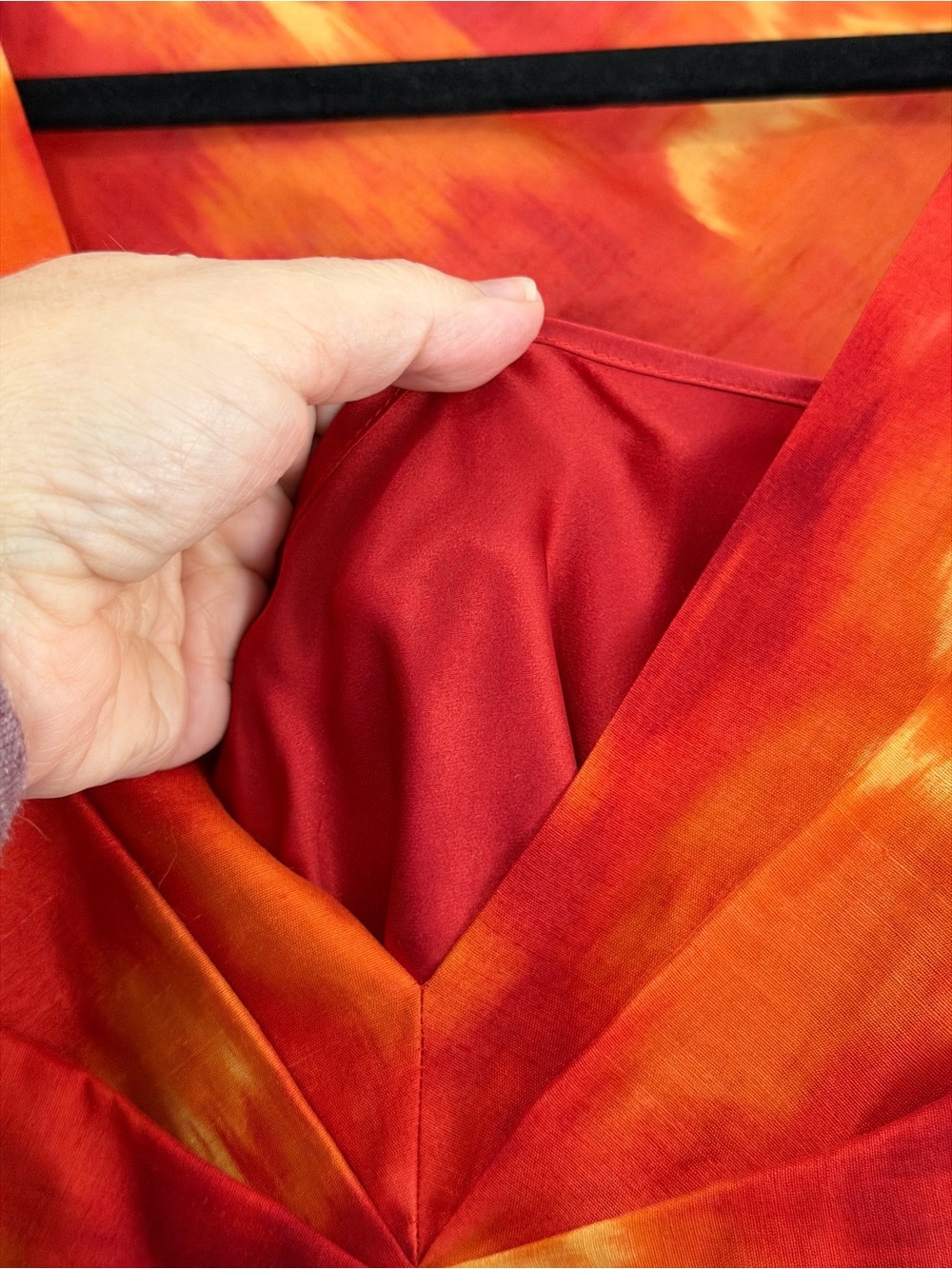 Talbots Orange and Red Sleeveless V‑Neck Midi Dress - Picture 4 of 8
